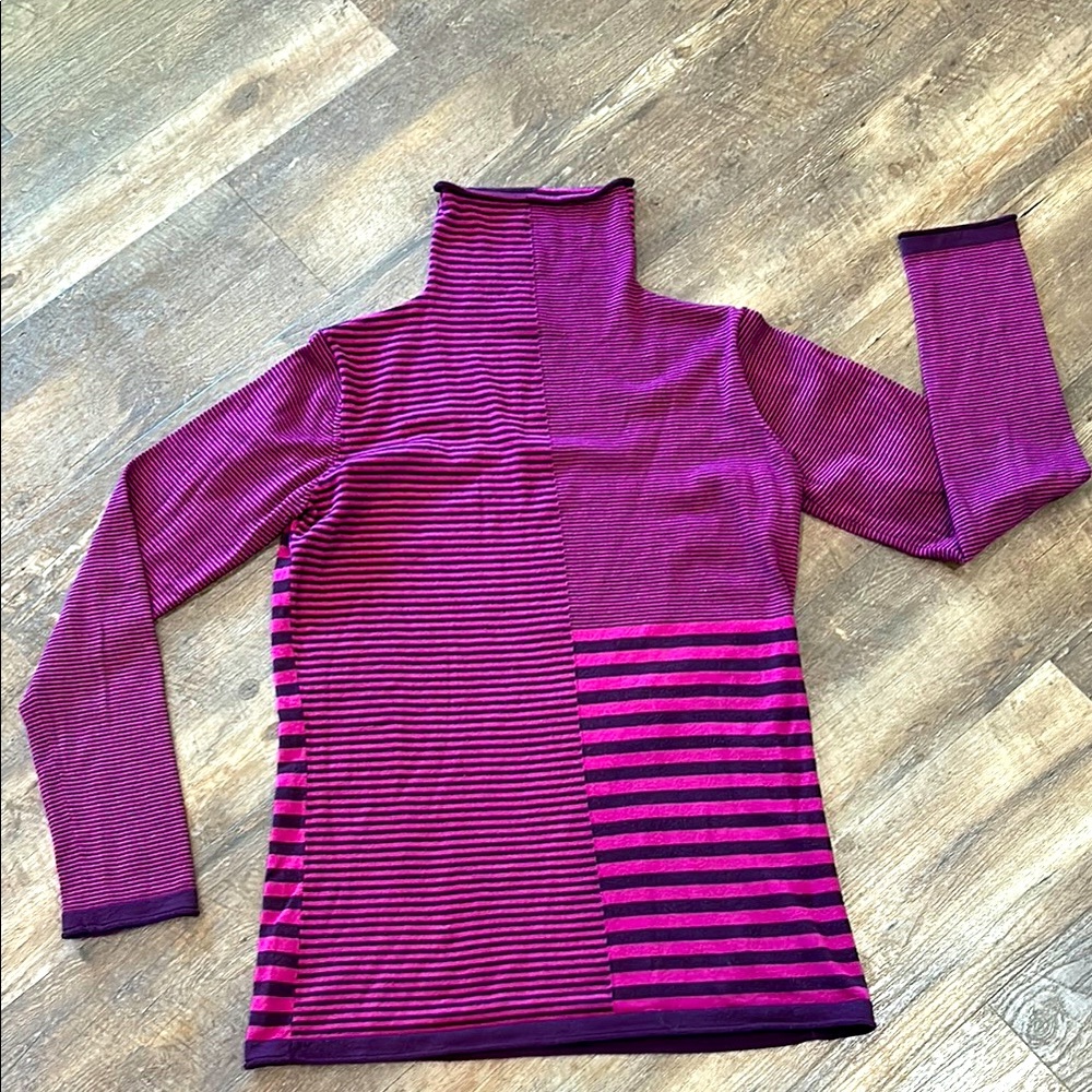 Title Nine Vibrant Pink and Purple Striped Knit Top